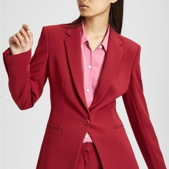 Theory Crepe Power Jacket in Bright Raspberry, size 4 - Picture 8 of 11